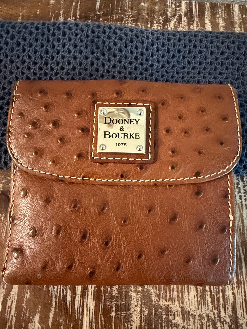 Dooney & Bourke Brown Ostrich-Embossed Leather Wallet
